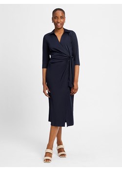 zero Damska sukienka kopertowa Kobiety granatowy jednolity ze sklepu vangraaf w kategorii Sukienki - zdjęcie 181240297