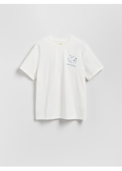 Reserved - T-shirt regular z haftem - biały ze sklepu Reserved w kategorii T-shirty męskie - zdjęcie 181240828