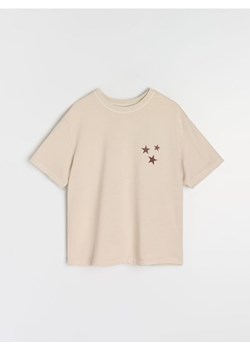Sinsay - Bluza z krótkim rękawem i napisem na plecach - kremowy ze sklepu Sinsay w kategorii Bluzki damskie - zdjęcie 181241945