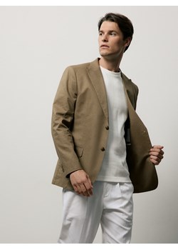Reserved - Marynarka slim fit z dodatkiem konopi - warm olive ze sklepu Reserved w kategorii Marynarki męskie - zdjęcie 181243017