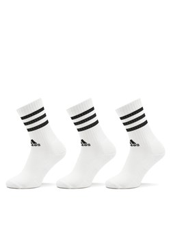 Skarpety wysokie unisex adidas 3-Stripes Cushioned Crew Socks 3 Pairs HT3458 Biały ze sklepu eobuwie.pl w kategorii Skarpetki męskie - zdjęcie 181246089