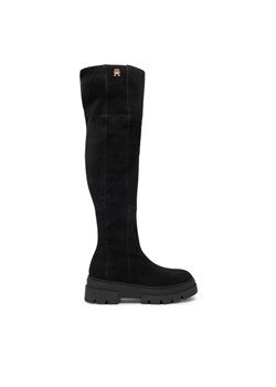 Muszkieterki Tommy Hilfiger Suede Over-The-Knee Boot FW0FW08159 Czarny ze sklepu eobuwie.pl w kategorii Kozaki damskie - zdjęcie 181246129