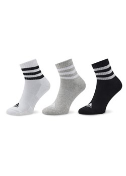 Skarpety Niskie Unisex adidas 3-Stripes Cushioned Sportswear Mid-Cut Socks 3 Pairs IC1318 Szary ze sklepu eobuwie.pl w kategorii Skarpetki dziecięce - zdjęcie 181246625