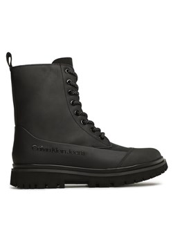 Botki Calvin Klein Jeans Chunky Combat Laceup Boot Rub YW0YW01066 Czarny ze sklepu eobuwie.pl w kategorii Workery damskie - zdjęcie 181247905