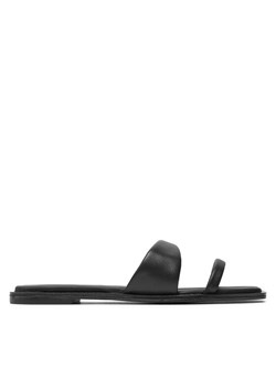 Klapki Calvin Klein Flat Slide Lth HW0HW02071 Czarny ze sklepu eobuwie.pl w kategorii Klapki damskie - zdjęcie 181251118