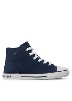 Trampki Tommy Hilfiger Higt Top Lace-Up T3X4-32209-0890 S Granatowy ze sklepu eobuwie.pl w kategorii Trampki dziecięce - zdjęcie 181253535