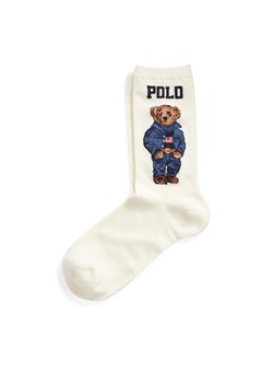 Skarpety wysokie damskie Polo Ralph Lauren 455792964001 Biały ze sklepu eobuwie.pl w kategorii Skarpetki damskie - zdjęcie 181254449
