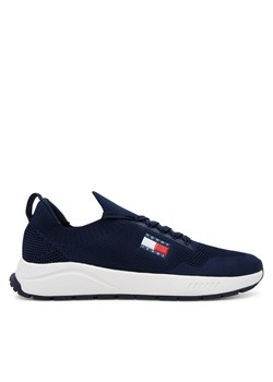 Sneakersy Tommy Jeans Runner Kntitted EM0EM01555 Granatowy ze sklepu eobuwie.pl w kategorii Buty sportowe męskie - zdjęcie 181255316