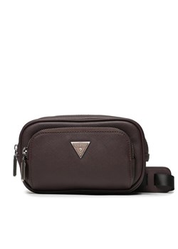 Saszetka Guess Certosa Saffiano Smart Mini Bags HMECSA P3307 Bordowy ze sklepu eobuwie.pl w kategorii Saszetki - zdjęcie 181256589