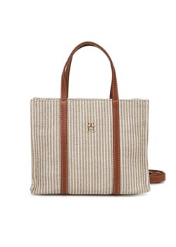 Torebka Tommy Hilfiger Th Premium Beach Le Mini Tote AW0AW17208 Beżowy ze sklepu eobuwie.pl w kategorii Torby Shopper bag - zdjęcie 181257408
