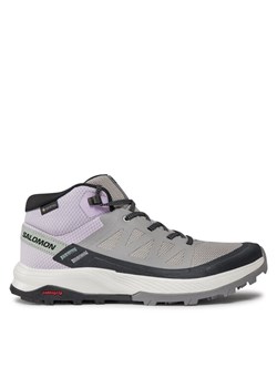 Trekkingi Salomon Outrise Mid GORE-TEX L47160600 Szary ze sklepu eobuwie.pl w kategorii Buty trekkingowe damskie - zdjęcie 181260538