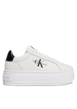 Sneakersy Calvin Klein Jeans Bold Platf Low Lace Lth Ml Met YW0YW01431 Biały ze sklepu eobuwie.pl w kategorii Trampki damskie - zdjęcie 181261395