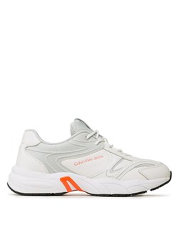 Sneakersy Calvin Klein Jeans Retro Tennis High/Low Frequency YM0YM00637 Biały ze sklepu eobuwie.pl w kategorii Buty sportowe męskie - zdjęcie 181262518