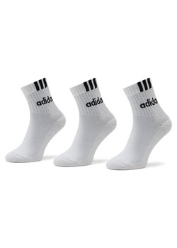 Skarpety wysokie unisex adidas 3-Stripes Linear Half-Crew Cushioned Socks 3 Pairs HT3437 Biały ze sklepu eobuwie.pl w kategorii Skarpetki męskie - zdjęcie 181262619
