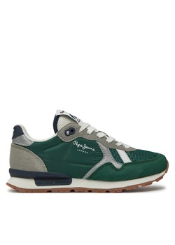 Sneakersy Pepe Jeans Brit Young B PBS40003 Zielony ze sklepu eobuwie.pl w kategorii Buty sportowe dziecięce - zdjęcie 181264065