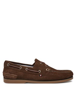 Półbuty Tommy Hilfiger Th Boat Shoe Core Suede FM0FM05387 Brązowy ze sklepu eobuwie.pl w kategorii Mokasyny męskie - zdjęcie 181264295
