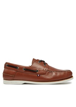 Półbuty Tommy Hilfiger Th Boat Shoe Core Lth FM0FM05569 Brązowy ze sklepu eobuwie.pl w kategorii Mokasyny męskie - zdjęcie 181265276