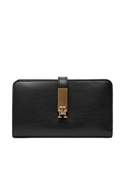 Mały Portfel Damski Tommy Hilfiger Th Heritage Med Wallet AW0AW17262 Czarny ze sklepu eobuwie.pl w kategorii Portfele damskie - zdjęcie 181266278