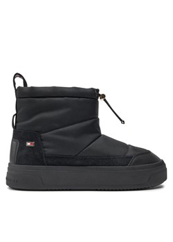 Śniegowce Tommy Hilfiger Flag Nylon Mini Snowboot FW0FW08334 Czarny ze sklepu eobuwie.pl w kategorii Śniegowce damskie - zdjęcie 181267719