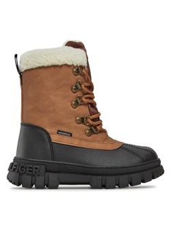 Trzewiki Tommy Hilfiger T3B5-33161-0814582 M Brązowy ze sklepu eobuwie.pl w kategorii Buty zimowe dziecięce - zdjęcie 181272685