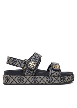 Sandały Tory Burch T Monogram Kira Sport 155154 Szary ze sklepu eobuwie.pl w kategorii Sandały damskie - zdjęcie 181273156