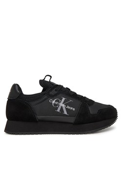 Sneakersy Calvin Klein Jeans Runner Sock Laceup Ny-Lth Wn YW0YW00840 Czarny ze sklepu eobuwie.pl w kategorii Buty sportowe damskie - zdjęcie 181275628