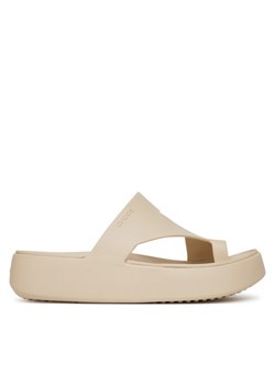 Japonki Crocs Getaway Platform Toe Loop 210834 Beżowy ze sklepu eobuwie.pl w kategorii Klapki damskie - zdjęcie 181275649