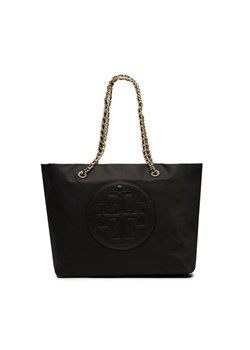 Torebka Tory Burch Ella Chain Tote 152313 Czarny ze sklepu eobuwie.pl w kategorii Torby Shopper bag - zdjęcie 181275939