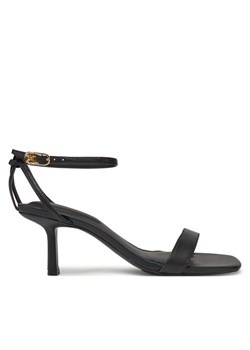 Sandały Tommy Hilfiger Leather Knots Kitten Sandal FW0FW08424 Czarny ze sklepu eobuwie.pl w kategorii Sandały damskie - zdjęcie 181276697