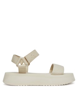 Sandały Calvin Klein Jeans Sandal Velcro Webbing Mg YW0YW01693 Écru ze sklepu eobuwie.pl w kategorii Sandały damskie - zdjęcie 181278045