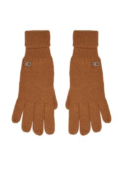 Rękawiczki Damskie Calvin Klein Chunky K60K612618 Brązowy ze sklepu eobuwie.pl w kategorii Rękawiczki damskie - zdjęcie 181278856