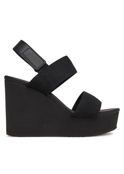 Sandały Calvin Klein Jeans Wedge Sandal Webbing In YW0YW01790 Czarny ze sklepu eobuwie.pl w kategorii Sandały damskie - zdjęcie 181280105