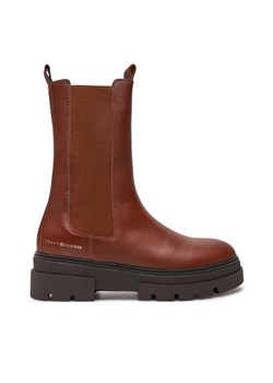 Sztyblety Tommy Hilfiger Monochromatic Chelsea Boot FW0FW06730 Brązowy ze sklepu eobuwie.pl w kategorii Botki - zdjęcie 181281126