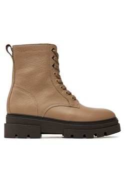 Botki Tommy Hilfiger Bicolor Leather Lace-Up FW0FW08160 Beżowy ze sklepu eobuwie.pl w kategorii Botki - zdjęcie 181281166