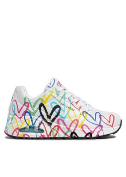 Sneakersy Skechers Uno Spread The Love 55507/WMLT Biały ze sklepu eobuwie.pl w kategorii Buty sportowe damskie - zdjęcie 181281528
