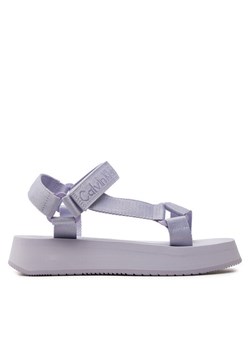 Sandały Calvin Klein Jeans Sandal Velcro Webbing In Mtl YW0YW01480 Fioletowy ze sklepu eobuwie.pl w kategorii Sandały damskie - zdjęcie 181291169