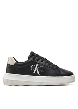 Sneakersy Calvin Klein Jeans Chunky Cupsole Laceup Lth Ml Mtl YW0YW01476 Czarny ze sklepu eobuwie.pl w kategorii Trampki damskie - zdjęcie 181292695
