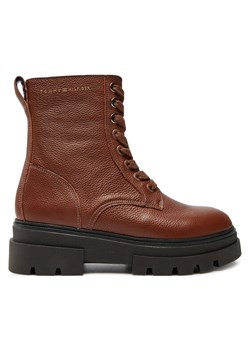 Botki Tommy Hilfiger Bicolor Leather Lace-Up FW0FW08160 Brązowy ze sklepu eobuwie.pl w kategorii Botki - zdjęcie 181295788