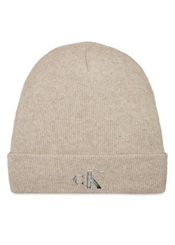 Czapka Calvin Klein Jeans Minimal Monogram Beanie K60K611542 Szary ze sklepu eobuwie.pl w kategorii Czapki zimowe damskie - zdjęcie 181297958