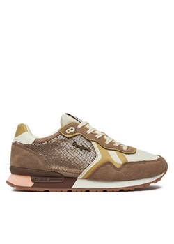 Sneakersy Pepe Jeans Brit Sequins W PLS40009 Beżowy ze sklepu eobuwie.pl w kategorii Buty sportowe damskie - zdjęcie 181300005