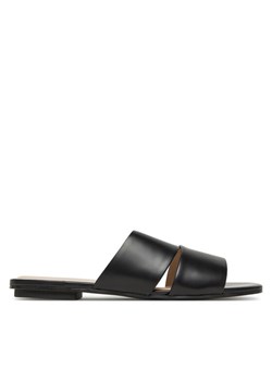 Klapki Calvin Klein Flat Slide - Lth 2 Straps HW0HW02365 Czarny ze sklepu eobuwie.pl w kategorii Klapki damskie - zdjęcie 181300338