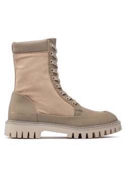 Trapery Tommy Hilfiger Th Casual Lace Up Boot FW0FW06549 Beżowy ze sklepu eobuwie.pl w kategorii Workery damskie - zdjęcie 181301256