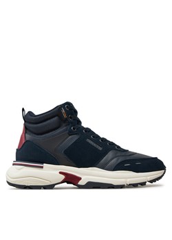 Sneakersy Tommy Hilfiger M Runner Cordura Hi Lth Mix FM0FM05222 Granatowy ze sklepu eobuwie.pl w kategorii Buty sportowe męskie - zdjęcie 181304236