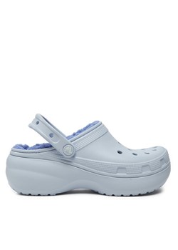 Klapki Crocs Classic Platform Lined Clog W 207938 Błękitny ze sklepu eobuwie.pl w kategorii Klapki damskie - zdjęcie 181304785
