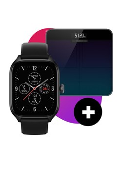 Zestaw smartwatch z wagą Smart Scale Amazfit Gts 4 A2168 Czarny ze sklepu eobuwie.pl w kategorii Zegarki - zdjęcie 181305169