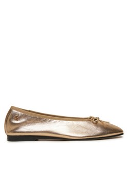 Baleriny Tommy Hilfiger Ballerina Soft Leather Metallic FW0FW08452 Złoty ze sklepu eobuwie.pl w kategorii Balerinki - zdjęcie 181305808