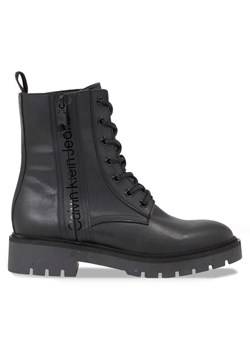 Trapery Calvin Klein Jeans Combat Mid Laceup Boot Wn YW0YW01255 Czarny ze sklepu eobuwie.pl w kategorii Workery damskie - zdjęcie 181307327