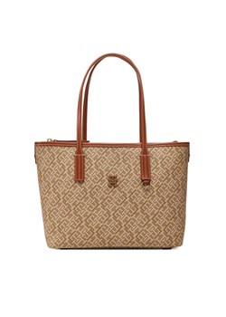 Torebka Tommy Hilfiger Th Monoplay Leather Mini Tote AW0AW17415 Brązowy ze sklepu eobuwie.pl w kategorii Torebki damskie - zdjęcie 181308028