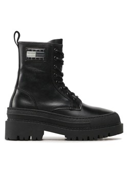 Botki Tommy Jeans Tjw Foxing Lace Up EN0EN02217 Czarny ze sklepu eobuwie.pl w kategorii Workery damskie - zdjęcie 181312495