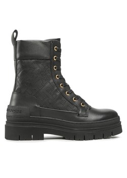 Trapery Tommy Hilfiger Lace Up Zip Boot Monogram FW0FW06849 Czarny ze sklepu eobuwie.pl w kategorii Workery damskie - zdjęcie 181312766